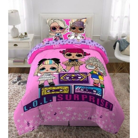 LOL Surprise 2-pc Super Soft Kids Reversible Comforter Set Fits Twin/ Full NEW - Picture 1 of 4